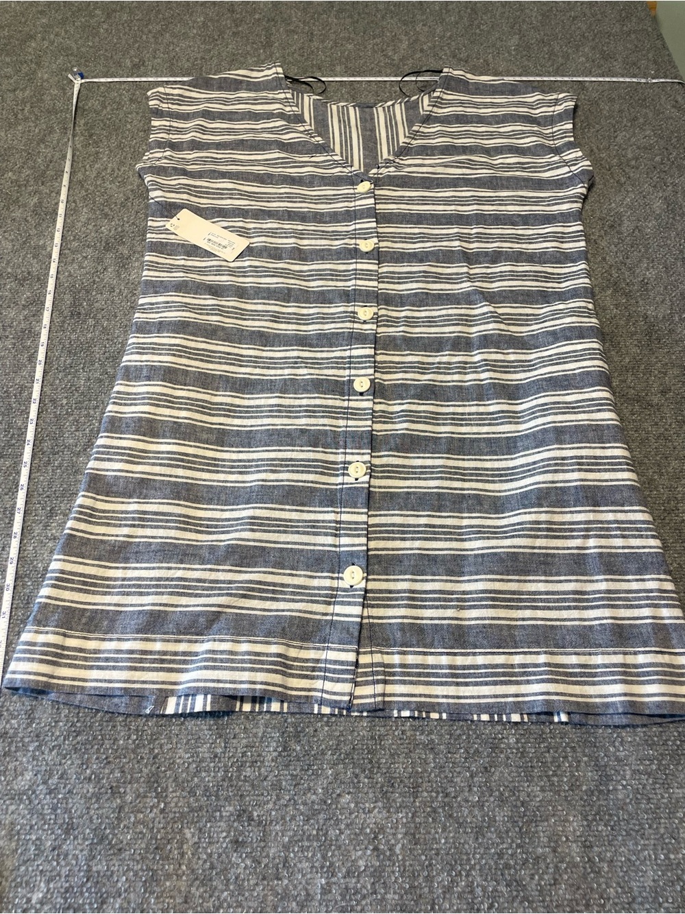 Striped Button-Front Mini Dress in Blue and White